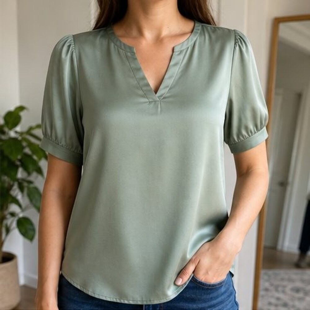 Sage Ruffle Blouse - Picture 2 of 6